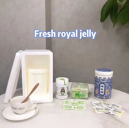 Beehall Health Honigprodukte, grundlegende Probenanpassung, hohes 10-Hda, 100 % reines Bio-Großhandels-Gelée Royale-Pulver, Gelée Royale-Kapseln, frisches Gelée Royale